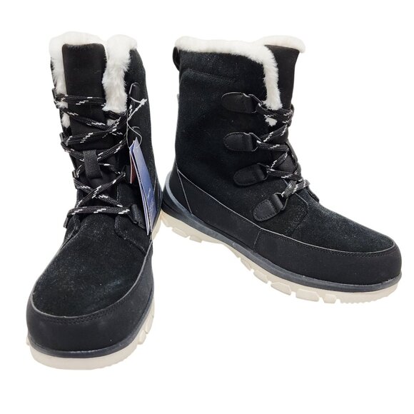 Womens Size 11 Black Winter Snow Boots With Faux Fur Lining Lace-Up Closure - Picture 8 of 9